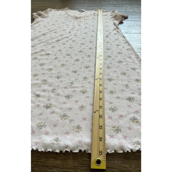 Miss Elaine Nightgown Womens Med Pink Floral Ruffle Trim Short Sleeves Sleepwear - Picture 10 of 11